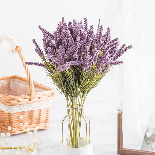 Display for purple artificial faux lavender flower.