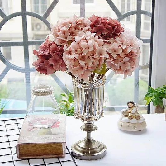 Display for artificial hydrangea flower.