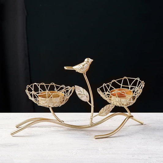Display for style A of bird flower iron art candle holder.