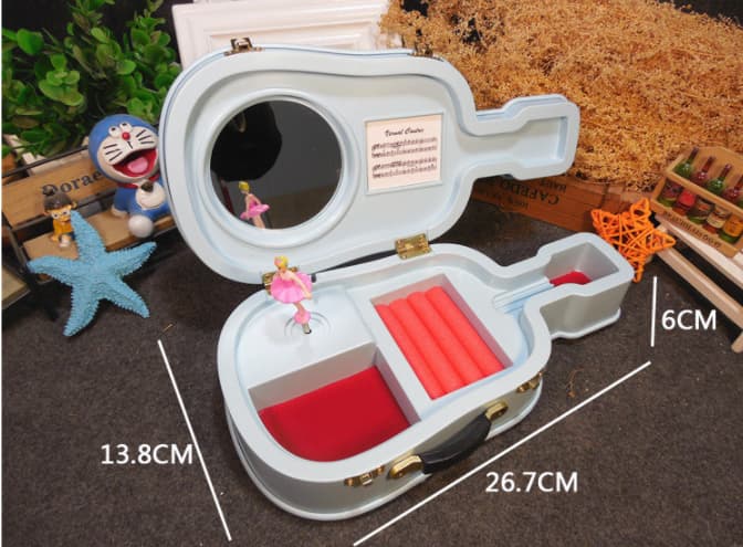 Size for lovely violin musical jewelry box for girl.