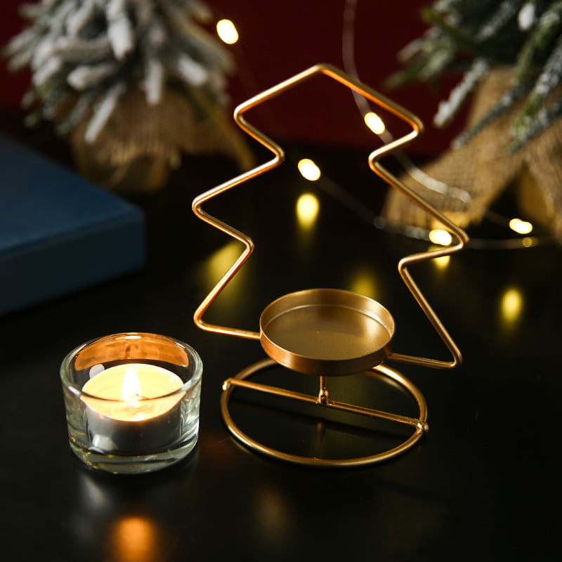 Display for tree metal candle holder.