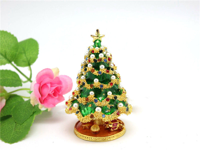 Christmas Tree Enamel Alloy Jewelry Box