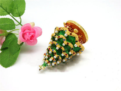 Christmas Tree Enamel Alloy Jewelry Box