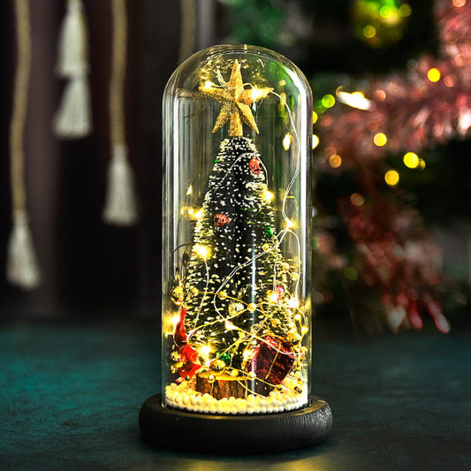Christmas Tree in Glass Dome with soft LED String Lights