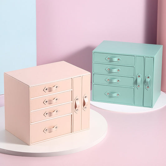 Exterior for pink and green drawer-type jewelry boxes with 6-Tier.