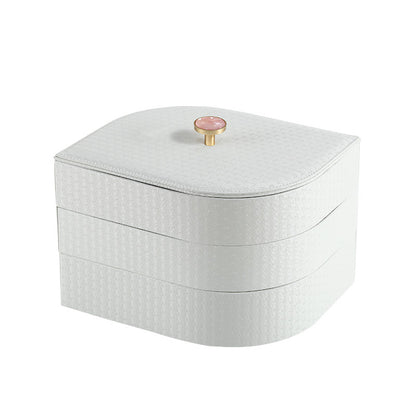 White dustproof 3-layer stackable jewelry box.