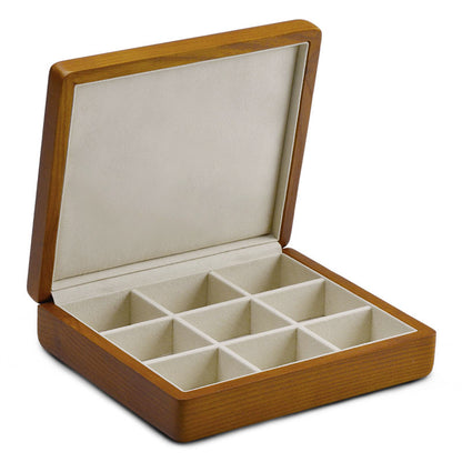 Display for D graceful wooden jewelry box with microfiber.