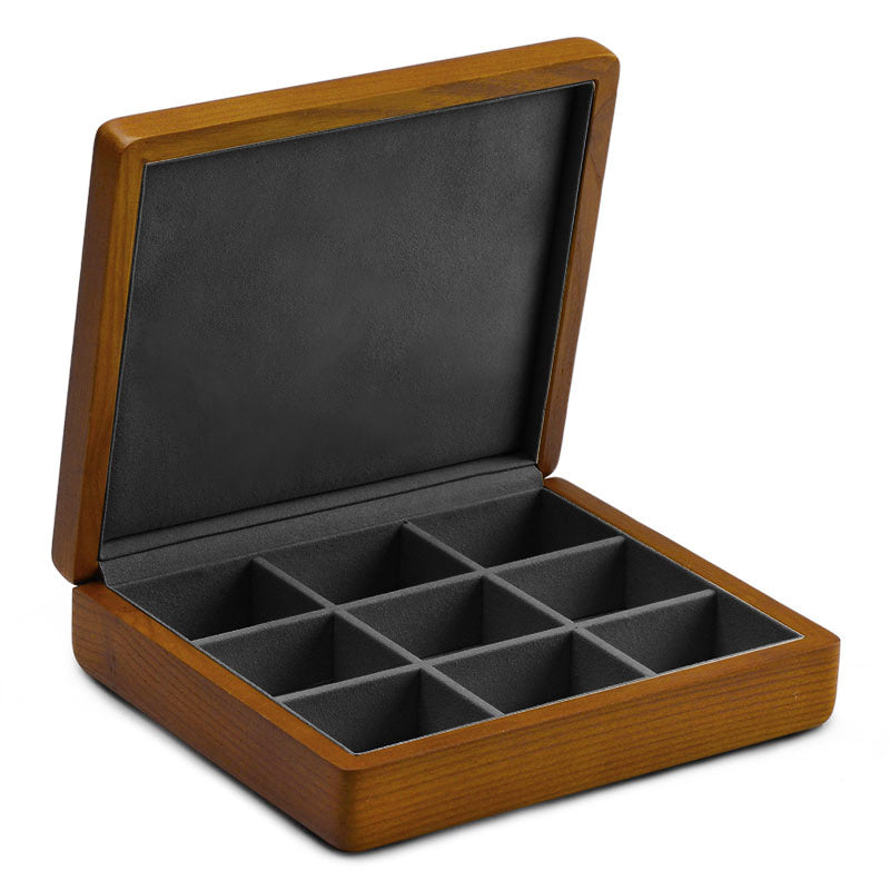 Display for E graceful wooden jewelry box with microfiber.