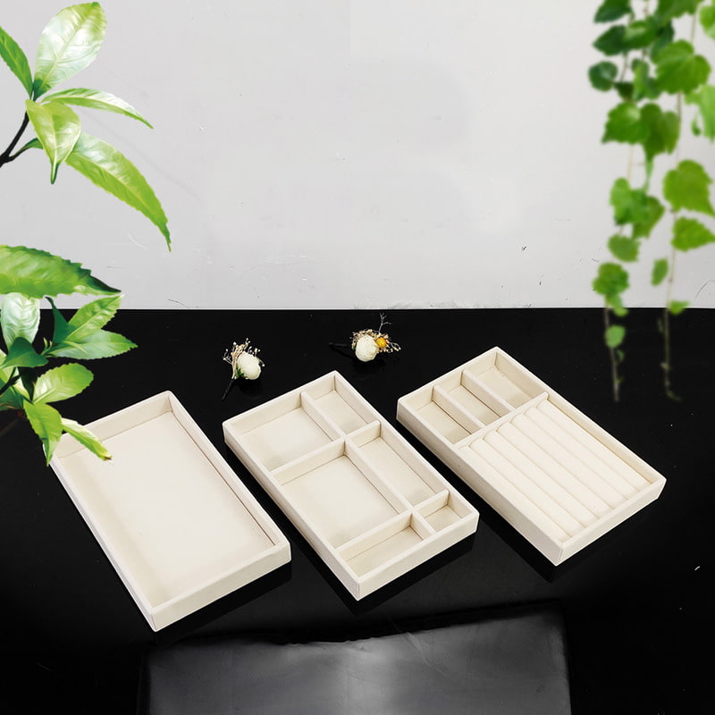 3 different piece a set, B style, beige household simple flannel jewelry trays display.