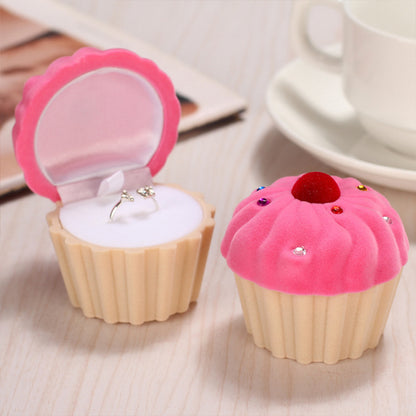 Lovely Pink fairy cake flocking ring box.