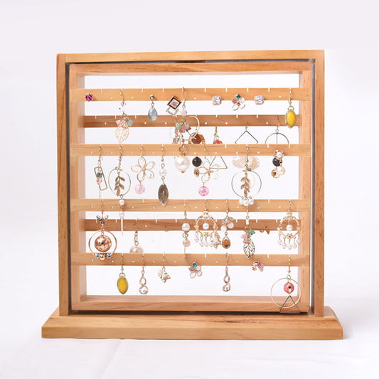 Rotating solid wood jewelry display stand tower.
